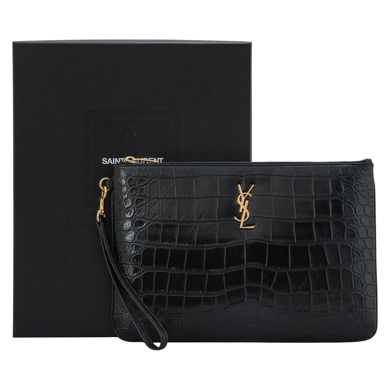 YVES SAINT LAURENT(USED)생로랑 558070 모노그램 크로커다일 클러치
